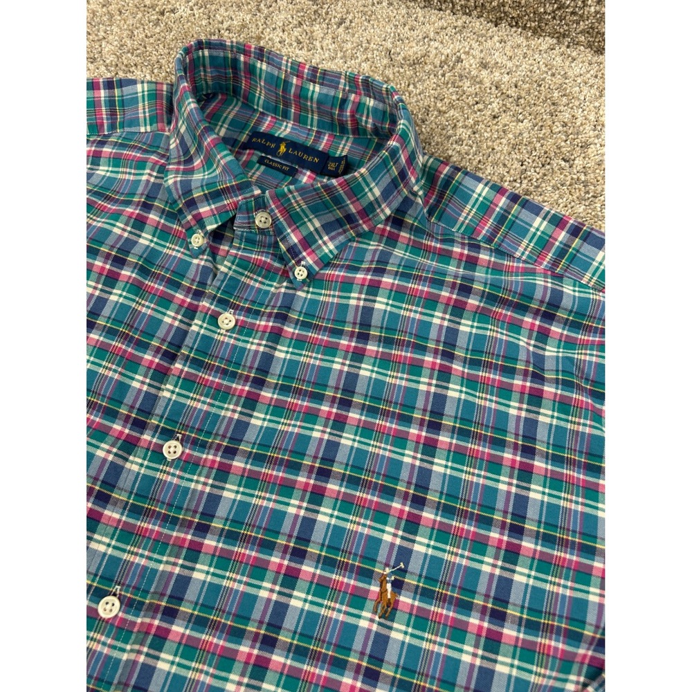 Ralph Lauren Classic Fit Plaid Shirt Mens 2XLT Cotton Button Down #0744
